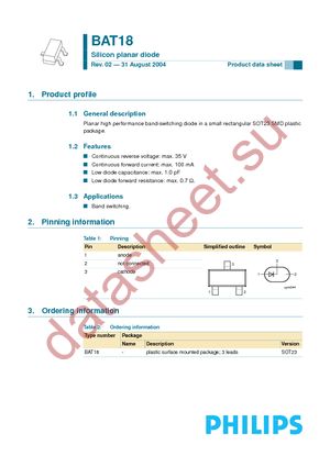 BAT18 T/R datasheet  